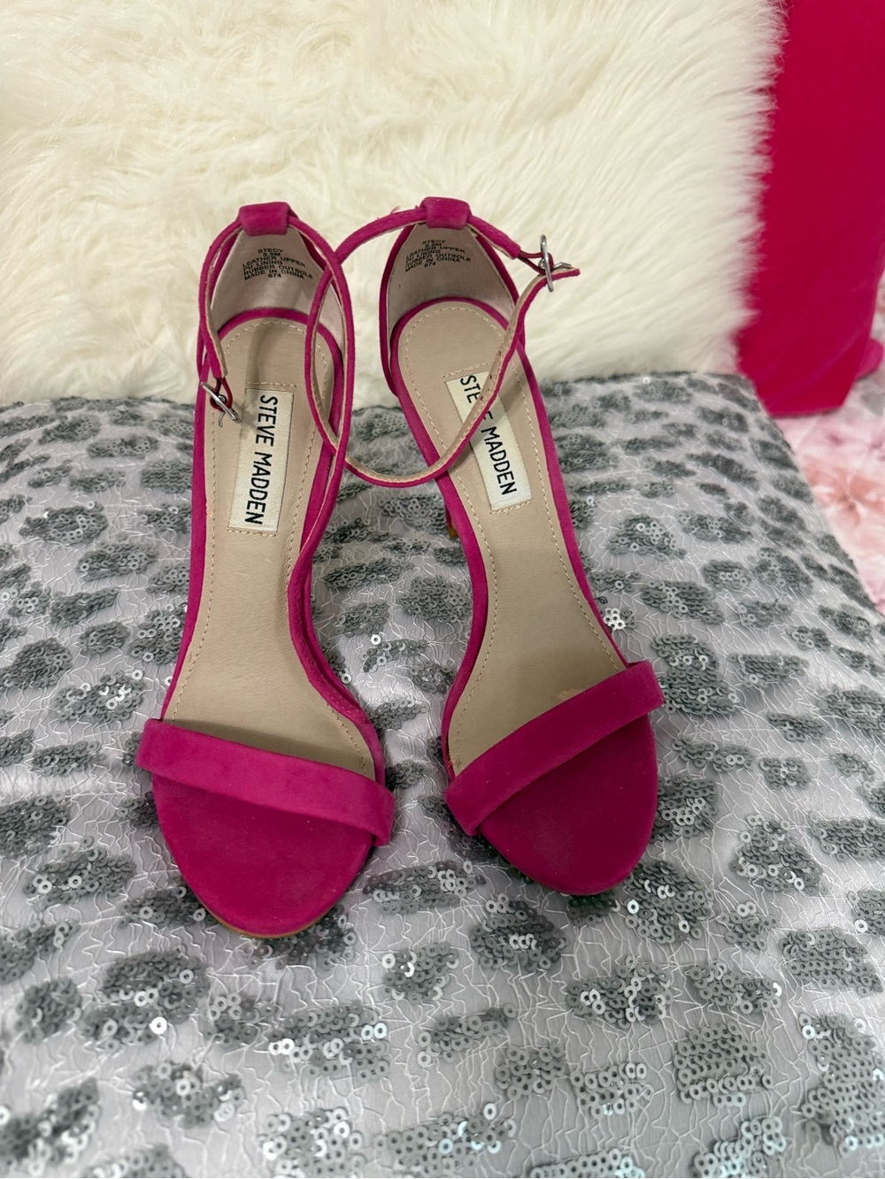 Steve Madden Fuchsia Open-Toe Ankle-Strap Heels